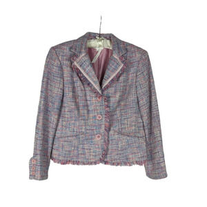 Apt 9 Sz 10 Women's Pink Long Sleeve Collared Button Down Tweed Blazer